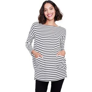 Hatch Maternity Bateau Top, Black / Ivory Stripe